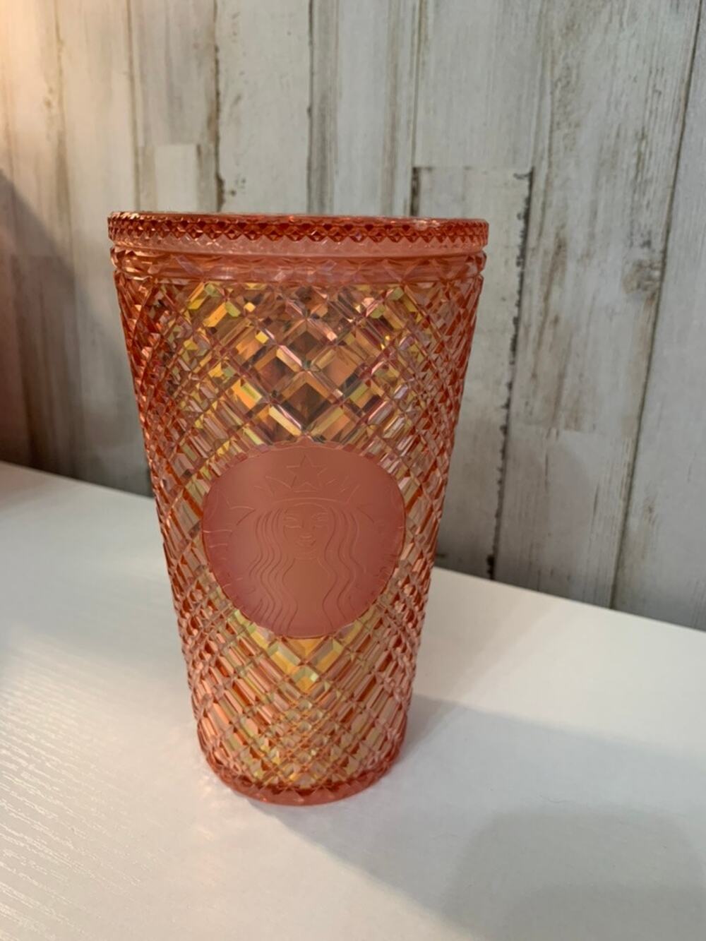 Starbucks Rose Gold Jeweled Tumbler Cup 16 oz Siren Logo Lid NO STRAW